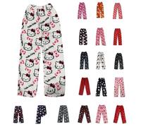 Pyjama Bottoms Womens Long Flannel Pajama Pants Y2K Baggy Anime Cartoon Kawaii Super Soft Comfortable Fluffy Casual Winter Pajamas Sleep Pants for Christmas Halloween