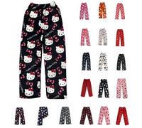 Pyjama Bottoms Womens Long Flannel Pajama Pants Y2K Baggy Anime Cartoon Kawaii Super Soft Comfortable Fluffy Casual Autumn Winter Pajamas Sleep Pants for Christmas Halloween