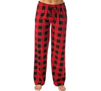 Pyjama Bottoms Womens Plaid Lounge Pants Comfy Checked Sleep Pants Casual Soft Pjs Pants with Drawstring for Ladies Christmas Day S-3XL