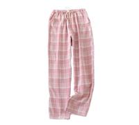 Pyjama Bottoms Womens Plaid Pyjama Bottoms Soft Wide Leg Lounge Pants Striped Printed Elasticated Waist Trousers Lightweight Nightwear Comfy Full Length Girls Cotton Sleep Pants for All Seasons Pink
