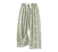 Pyjama Bottoms Womens Summer Soft Wide Leg Lounge Pants Lovely Printed Elasticated Waist Cropped Trousers Lightweight Nightwear Comfy Girls Sleep Pants for All Seasons One Size