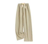 Pyjama Bottoms Womens Summer Soft Wide Leg Lounge Pants Striped Printed Elasticated Waist Trousers Lightweight Nightwear Comfy Full Length Girls Cotton Sleep Pants for All Seasons One Size Army Green