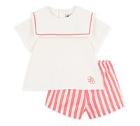 Pyjama Short Linen Navy Collar Coral 6 months