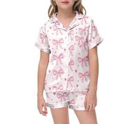 Pyjama Shorts Flower Girl Pjs Matching for Couples Sprunki Pyjamas Boys Short Sets Girls Clothes Nightdress Baby Kids Summer Outfits Teens Mum and Daughter Mother Set Football,Pink-1,8-9 Years