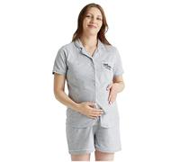 PyjamaPlanet Ladies Maternity Short Pyjama Set Button Collar Mum To Be PJs (Mum To Be, XL)