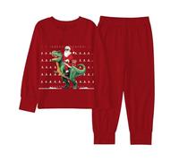 Pyjamas for Boys Dinosaur Kids Long Sleeve Plain Pjs Sets Soft Cozy Long Sleeve Pyjama Top & Bottoms Ugly Christmas Sweater Cosy Winter Loungewear Soft Sleepwear Children Fall (Red, 7-8 Years)
