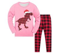 Pyjamas for Boys Dinosaurs Rockets Shaks Truck Long Sleeve Nightwear 2 Piece Snuggle Fit Sleepwear Kids Christmas Pjs SetsToddler Winter Clothes Set 2-14 Years (4-5 Years) Light Pink