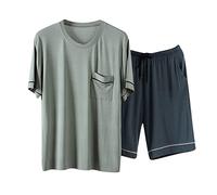 pyjamas for men shorts and tshirt Mens Pyjamas Set Cotton Pj Bottoms Long Sleeve T Shirt Work Shorts Men Stretch Fit Short Man Xxl Pjs For Xl Sets Striped Yellowstone Pyjama Trousers Tartan Green