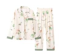 Pyjamas for Women,2 Piece Loungewear Ladies Pyjama,Printed Long Sleeve Button down Women's Pjs with Pockets & Trousers,Soft Comfy Loose Fit Womens Pyjamas Set,Plus Size Autumn Winter Pajamas Outfits