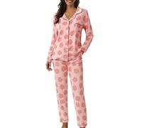 Pyjamas for Women,2 Piece Loungewear Ladies Pyjama,Printed Long Sleeve Button down Women's Pjs with Pockets & Trousers,Soft Comfy Loose Fit Womens Pyjamas Set,Plus Size Autumn Winter Pajamas Outfits