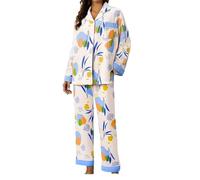Pyjamas for Women 2 Piece Outfits Women's Fashion Lounge Nightwear Cotton-Like Ladies Pyjamas Sleep & Lounge Women Skin-Friendly Casual Classic Leisure Co Ord Sets Sleep Pyjama Light Blue