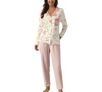 Pyjamas For Women Cotton Set - Button Up Pyjamas For Women Long 2 Piece Lounge Outfit Long Sleeve Lapel Button Sleepwear Sets Funnny Printed Two Piece Pj Sets Comfortable Loungewear