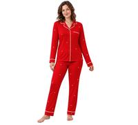 Pyjamas for Women Long Sleeve Soft Touch Loungewear With Pockets | Button Front Pyjamas, Brushed Jersey Stretchy Peach Finish Ladies Pjs, Sizes 8-22