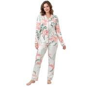 Pyjamas for Women Long Sleeve Soft Touch Loungewear With Pockets | Button Front Pyjamas, Brushed Jersey Stretchy Peach Finish Ladies Pjs, Sizes 8-22
