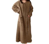 Pyjamas for Women Pockets Womens Towelling Bathrobes Lightweight Dressing Gown Women Cotton Ladies Dressing Gowns Warm and Cosy Gowns Sleepwear Nightwear Pjs Sets Cute Pjs Loungewear Sets Khaki