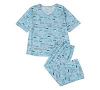 Pyjamas for Women Soft Comfy Sleepwear Cute Print Short Sleeve Tops and Shorts Set Nightwear Summer Casual Loungewear Nightwear Pink Lounge Wear Sets for Women Uk