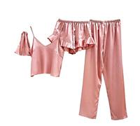 Pyjamas for Women Womens Pjs Sets 2 Piece Lounge Sets for Women Long Sleeve Nightwear Sleepwear Homewear Leisure Suits Five Set Of Suspender Pajamas Trousers Home Set Light Comfortable Pajamas Pink