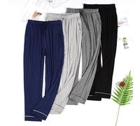 Pyjamas Lounge Pants Men Mens Pyjama Bottoms With Pockets Straight-Fit Bottoms Loose Fit Night Wear Trouser Elastic Waist Sleep Pants Comfortable Breathable Summer Trousers Trousers For Men Uk