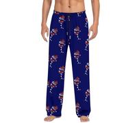 Pyjamas Men - Christmas Printed Sleepwear Trend Loose And Comfortable Sports Home Winter Foreign Trade Casual Pants (Blue, XXL)