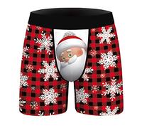 Pyjamas Mens Christmas Boxers Men'S 3D Novelty Xmas Underpants Breathable Comfortable Boxers Reindeer Snowflake Santa Claus Printed Underwear Loose Festive Costumes Plus Size