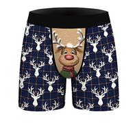Pyjamas Mens Christmas Boxers Men'S 3D Novelty Xmas Underpants Breathable Comfortable Boxers Reindeer Snowflake Santa Claus Printed Underwear Loose Festive Costumes Plus Size a