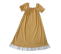 Pyjamas with Lace Women's Long Sleepwear Women's Elegant Sleep Shirt Short Sleeve Loungewear Lightweight Leisure Dress Soft Comfortable Mesh Dress Casual Dress House Dress Oversize Nightdress Sleep