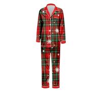 Pyjamas Womens Family Checked Pyjamas Classic Shirts Sleepwear Xmas Sleepwear Sets Christmas Matching Sets Retro Check Nightwear Adult Pjs Outfits Soft Button Up Loungewear For Mom