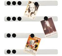 PYJLBX Frameless Magnetic Board Memo Board Stainless Iron Board Strips, Magnetic Strips Self Adhesive Display Board Magnet Board Bulletin Board Bar with 10 Pcs Black Magnet for School Office Home 4Pcs