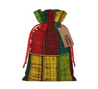 Pyjwyfmy African Style Patchwork Print Christmas Gift Bags,Santa Wrapping Bag,Christmas Canvas Gift Bags With Drawstrings,Present Bag