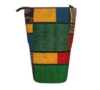 Pyjwyfmy African Style Patchwork Print Standing Pencil Case,Telescopic Pen Pouch,Portable Pencil Holder For Study Or Office Supplies