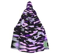 PYJWYFMY American Camouflage Purple Print Unisex Adults Hooded Cloak Velvet Cape For Halloween Robe Christmas Cloak Cosplay Costumes