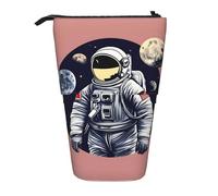 Pyjwyfmy Astronaut On The Moon Print Standing Pencil Case,Telescopic Pen Pouch,Portable Pencil Holder For Study Or Office Supplies