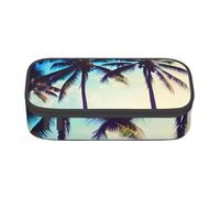Pyjwyfmy Beach Palm Trees Print Big Capacity Pencil Pen Case Office Large Storage High Capacity Bag Pouch Holder Box Makeup Bag