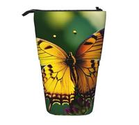 Pyjwyfmy Beautiful Glowing Butterfly Print Standing Pencil Case,Telescopic Pen Pouch,Portable Pencil Holder For Study Or Office Supplies
