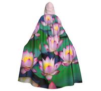 PYJWYFMY Beautiful Lotus Flower Print Unisex Adults Hooded Cloak Velvet Cape For Halloween Robe Christmas Cloak Cosplay Costumes