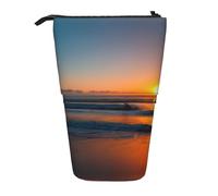 Pyjwyfmy Beautiful Sunrise Ocean Print Standing Pencil Case,Telescopic Pen Pouch,Portable Pencil Holder For Study Or Office Supplies