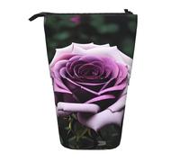 Pyjwyfmy Black Blackgound Rose Print Standing Pencil Case,Telescopic Pen Pouch,Portable Pencil Holder For Study Or Office Supplies