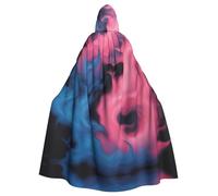 PYJWYFMY Blue And Pink Fire Print Unisex Adults Hooded Cloak Velvet Cape For Halloween Robe Christmas Cloak Cosplay Costumes