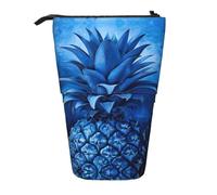 Pyjwyfmy Blue Pineapple Print Standing Pencil Case,Telescopic Pen Pouch,Portable Pencil Holder For Study Or Office Supplies