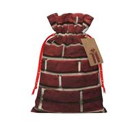 Pyjwyfmy Brick Red Stone Print Christmas Gift Bags,Santa Wrapping Bag,Christmas Canvas Gift Bags With Drawstrings,Present Bag