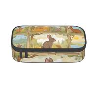 Pyjwyfmy Cartoon Cute Animals Rabbit Print Big Capacity Pencil Pen Case Office Large Storage High Capacity Bag Pouch Holder Box Makeup Bag
