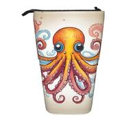 Pyjwyfmy Color Octopus Print Standing Pencil Case,Telescopic Pen Pouch,Portable Pencil Holder For Study Or Office Supplies