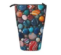 Pyjwyfmy Colored Marble Print Standing Pencil Case,Telescopic Pen Pouch,Portable Pencil Holder For Study Or Office Supplies