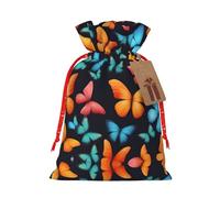 Pyjwyfmy Colorful Butterfly Print Christmas Gift Bags,Santa Wrapping Bag,Christmas Canvas Gift Bags With Drawstrings,Present Bag