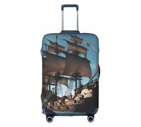 Pyjwyfmy Cool Pirate Ship Print Suitcase Cover–travel Luggage Cover With Elasticity For Suitcases (S/M/L/Xl Sizes), White, L