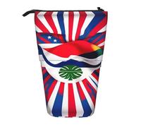 Pyjwyfmy Costa Rica Flag Print Standing Pencil Case,Telescopic Pen Pouch,Portable Pencil Holder For Study Or Office Supplies