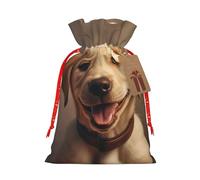 Pyjwyfmy Cute Labrador Dog Print Christmas Gift Bags,Santa Wrapping Bag,Christmas Canvas Gift Bags With Drawstrings,Present Bag