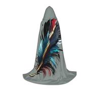 Pyjwyfmy Dancing Feather Print Hooded Cape,Long Costume Cloak With Hood,Elegant Christmas Halloween Cloak