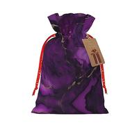 Pyjwyfmy Dark Purple Texture Marble Print Christmas Gift Bags,Santa Wrapping Bag,Christmas Canvas Gift Bags With Drawstrings,Present Bag