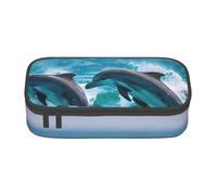 Pyjwyfmy Dolphins In The Sea Print Big Capacity Pencil Pen Case Office Large Storage High Capacity Bag Pouch Holder Box Makeup Bag